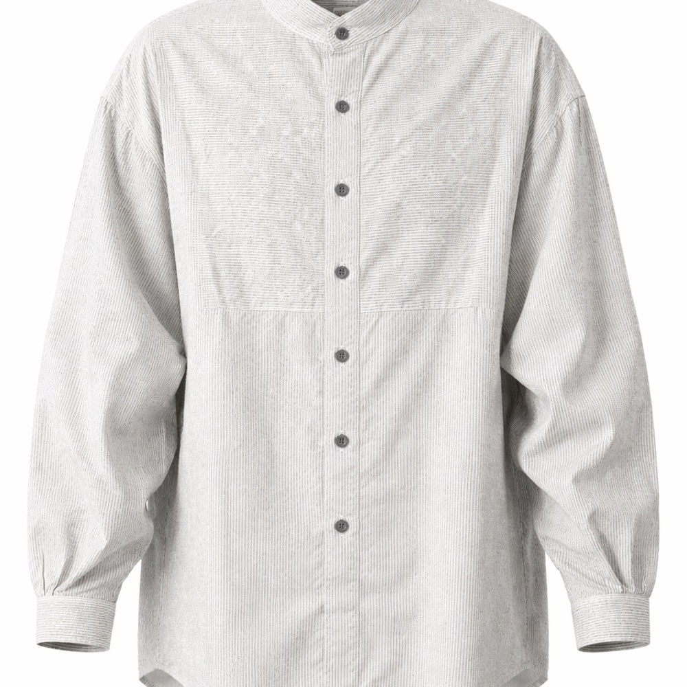 Frontier Classics Mens XL White Pinstripe Banded Collar Victorian Shirt Cotton